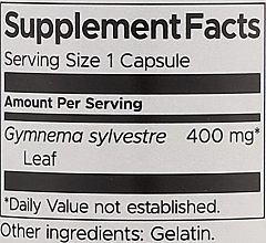 Suplement diety Gymnema Sylvestra, 400 mg, 100 kapsułek - Swanson Gymnema Sylvestre Leaf — Zdjęcie N3