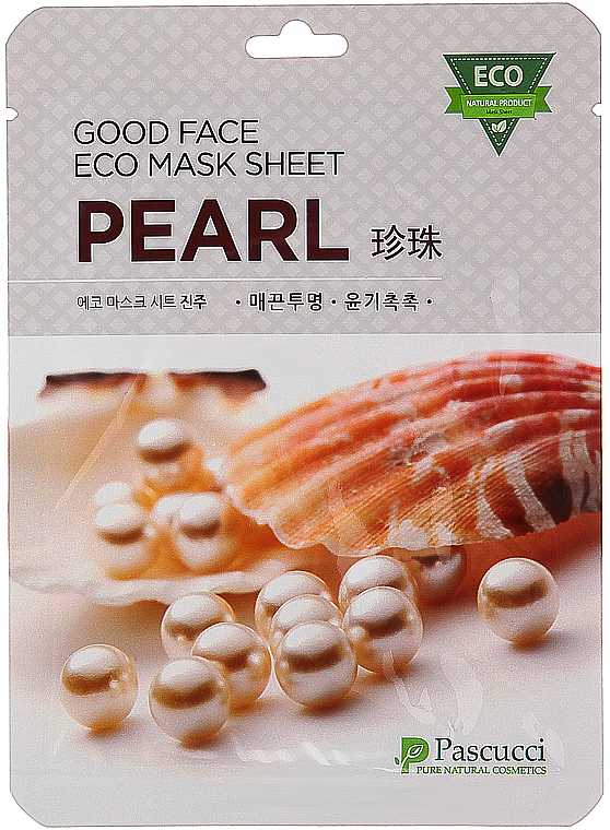 Maseczka do twarzy z wyciągiem z pereł - Amicell Pascucci Good Face Eco Mask Sheet Pearl
