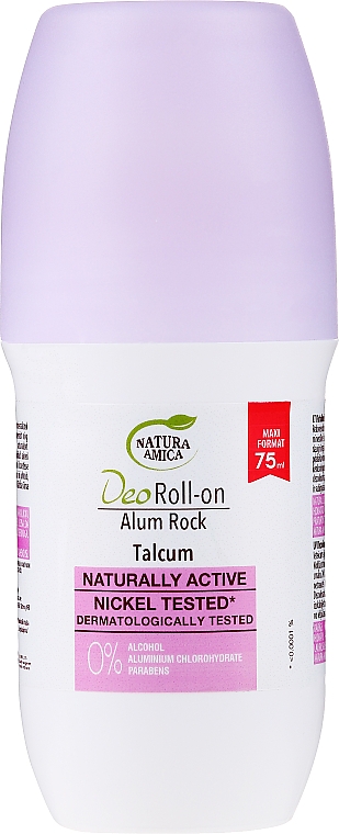 Naturalny dezodorant w kulce - Natura Amica Roll-On Deodorant Alum Rock Talcum — Zdjęcie N1