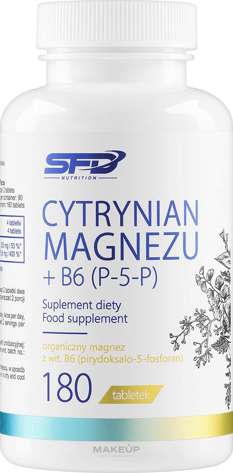 Suplement diety Cytrynian magnezu + B6 - SFD Nutrition Cytrynian Magnezu + B6 (P-5-P) — Zdjęcie 180 szt.