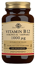 Suplement diety Witamina B12, 1000 µg - Solgar Vitamin B12 1000 µg Sublingual — Zdjęcie N1