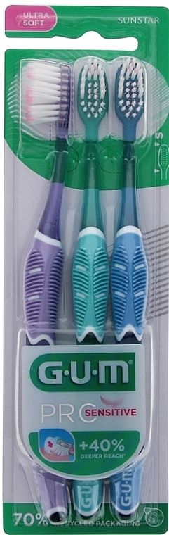 Zestaw trzech szczoteczek do zębów - Sunstar Gum Pro Pro Sensitive Toothbrush Ultra Soft Trio Pack — Zdjęcie N1