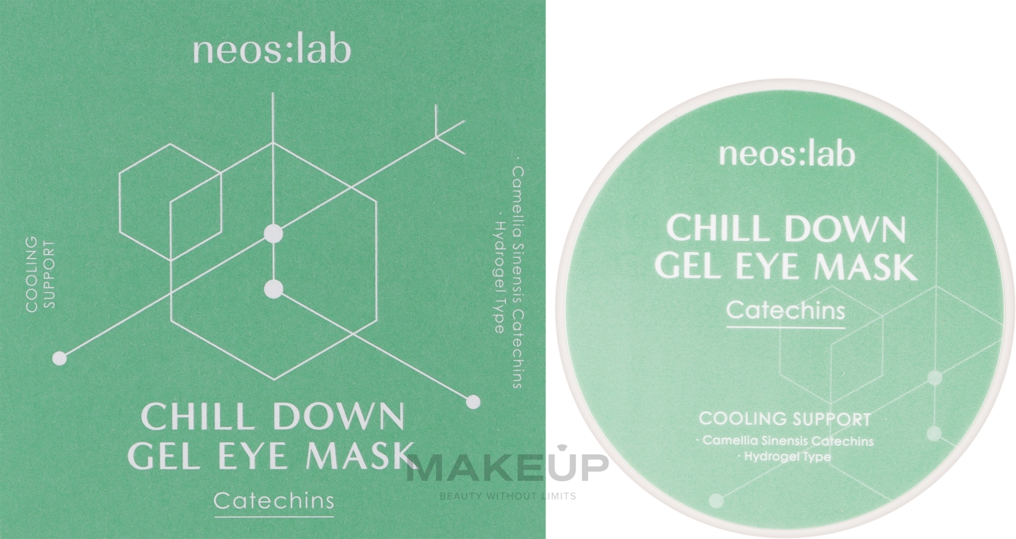 Hydrożelowe plastry na oczy z zieloną herbatą i adenozyną - Neos:lab Chill Down Gel Eye Mask Catechins — Zdjęcie 60 szt.