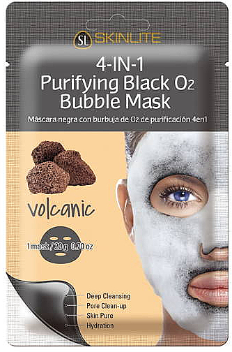 Bąbelkująca maska w płachcie do twarzy z pyłem wulkanicznym - Skinlite Purifying Black Bubble Mask — Zdjęcie N1