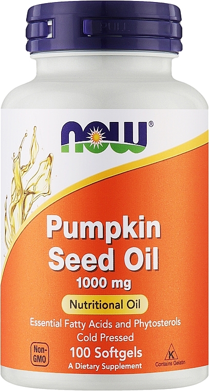 Olej z pestek dyni w kapsułkach, 1000 mg - Now Foods Pumpkin Seed Oil — Zdjęcie N1