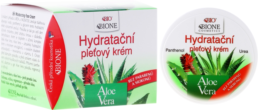 Nawilżający krem do twarzy z aloesem - Bione Cosmetics Aloe Vera Hydrating Facial Cream With Panthenol And Ectoine — Zdjęcie N1