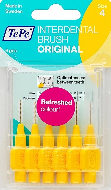 Zestaw szczotek międzyzębowych Original, 0,7 mm, żółty - TePe Interdental Brush Original Size 4 — Zdjęcie N1