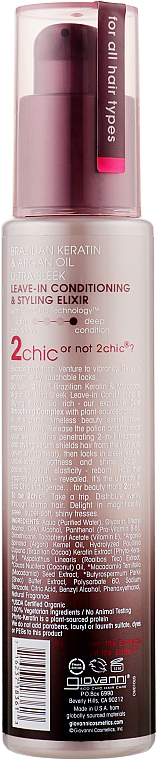 Odżywka do włosów - Giovanni 2chic Ultra Sleek Leave In Conditioning Styling Elixir Brazilian Keratin Argan Oil — Zdjęcie N2