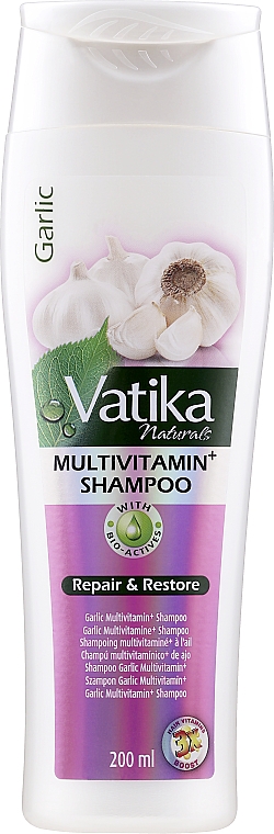 Regenerujący szampon do włosów z wyciągiem z czosnku - Dabur Vatika Garlic Multivitamin+ Shampoo Repair & Restore — Zdjęcie N1