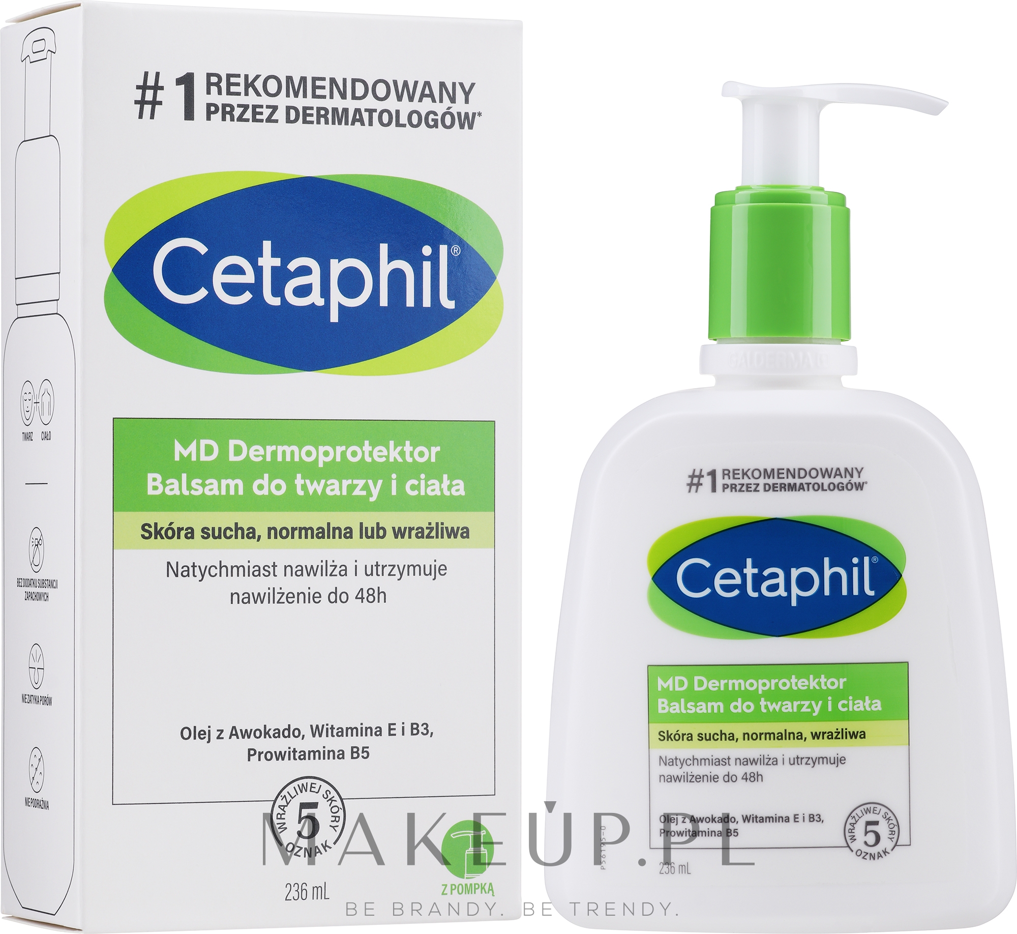 Nawilżający balsam z pompką do twarzy i ciała do skóry wymagającej - Cetaphil MD Dermoprotektor — Zdjęcie 236 ml