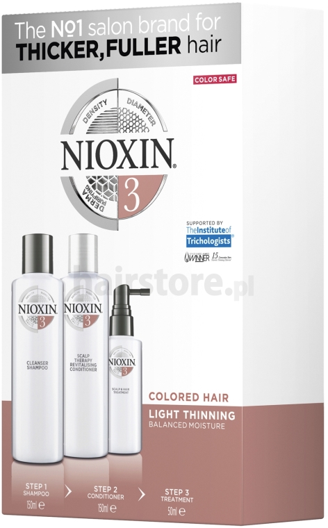 Zestaw do pielęgnacji włosów farbowanych - Nioxin Hair System No. 3 (shm 150 ml + cond 150 ml + mask 50 ml)