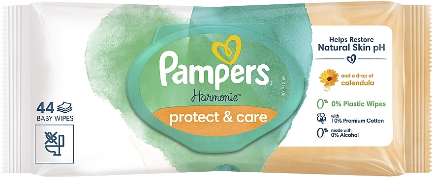 Chusteczki nawilżane dla dzieci z nagietkiem, 44 szt. - Pampers Harmonie Protect&Care Baby Wipes  — Zdjęcie N2