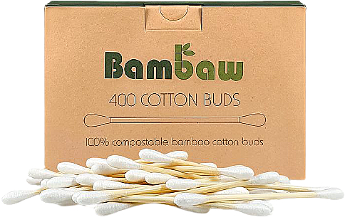 Bambusowe patyczki do uszu z bawełną organiczną, 400 szt. - Bambaw — Zdjęcie N1