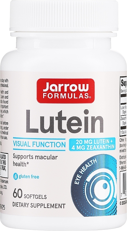 Suplement diety Luteina, 20 mg - Jarrow Formulas Lutein 20mg — Zdjęcie N1