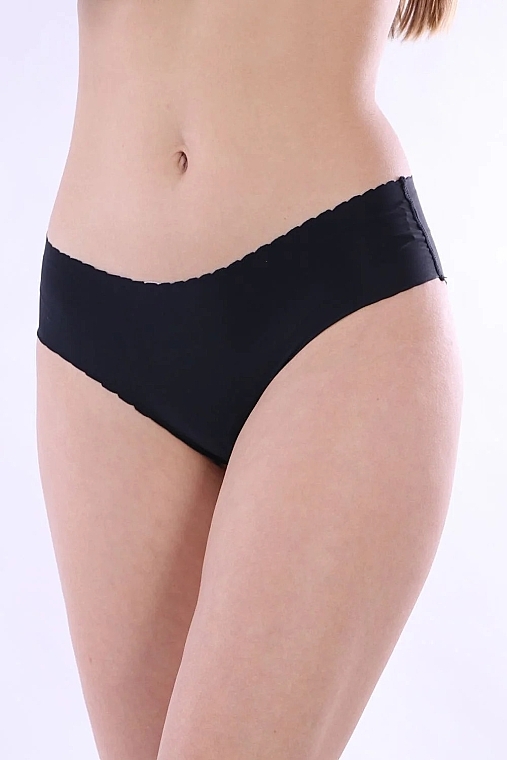 Damskie figi bikini midi, wycinane laserowo, czarne - Moraj  — Zdjęcie N2