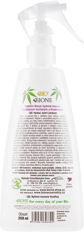 PRZECENA! Odprężający spray do stóp - Bione Cosmetics Cannabis Kostival Herbal Salve With Horse Chestnut * — Zdjęcie N2