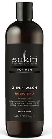 Żel do mycia ciała i włosów dla mężczyzn 3 w 1 Energising - Sukin For Men 3-in-1 Wash — Zdjęcie N1