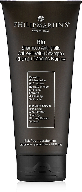 PRZECENA! Szampon przeciw żółceniu włosów jasnych - Philip Martin's Blu Anti-yellowing Shampoo * — Zdjęcie N1