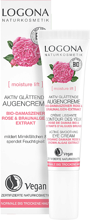 Krem pod oczy z organiczną różą - Logona Moisture Lift Active Smoothing Eye Cream — Zdjęcie N1