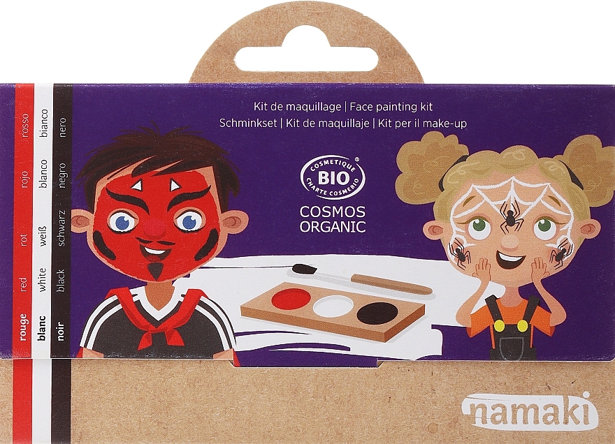 Zestaw do malowania twarzy dla dzieci - Namaki Devil & Spider 3-Color Face Painting Kit (f/paint/7,5g + brush/1pc + acc/2pcs) — Zdjęcie N1