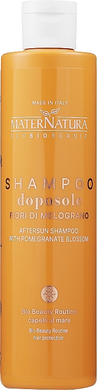 Rewitalizujący szampon do włosów suchych i zniszczonych słońcem - MaterNatura Aftersun Shampoo With Pomegranate Blossom — Zdjęcie N1
