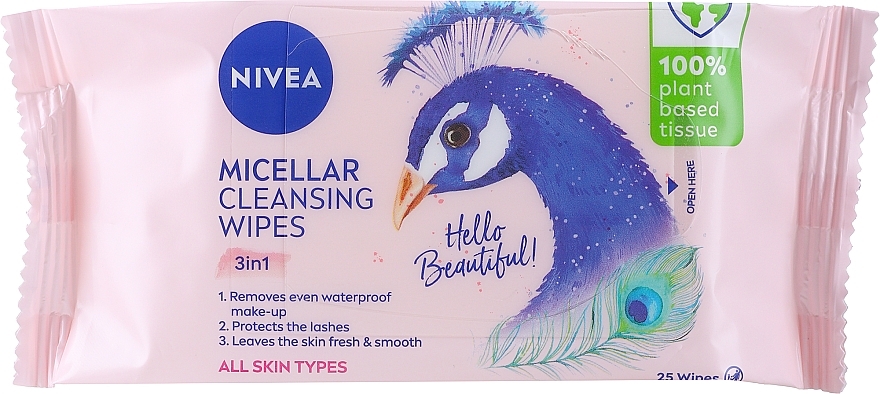 Biodegradowalne chusteczki micelarne do demakijażu - NIVEA Biodegradable Micellar Cleansing Wipes 3 In 1 Peacock — Zdjęcie N1