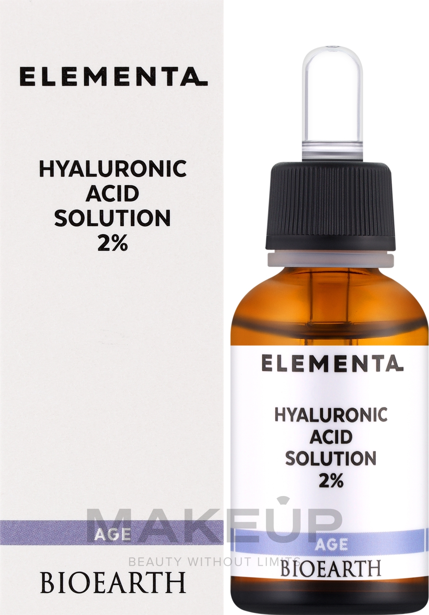 Serum do twarzy z kwasem hialuronowym 2% - Bioearth Elementa AGE Hyaluronic Acid 2% — Zdjęcie 30 ml