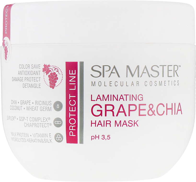Maska do laminowania do ochrony włosów z winogronami i chia - Spa Master Laminating Grape & Chia Hair Mask