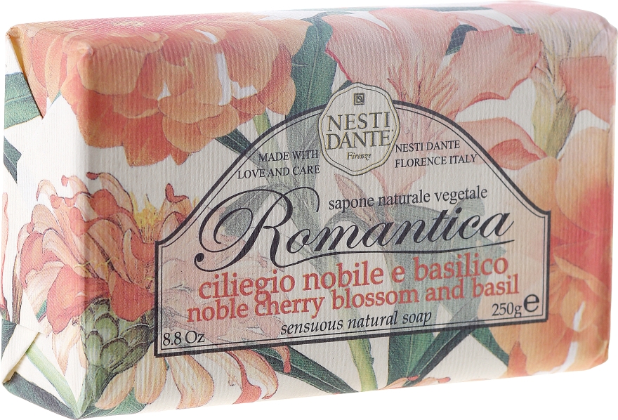 Naturalne mydło w kostce Kwiat wiśni i bazylia - Nesti Dante Romantica — Zdjęcie N1
