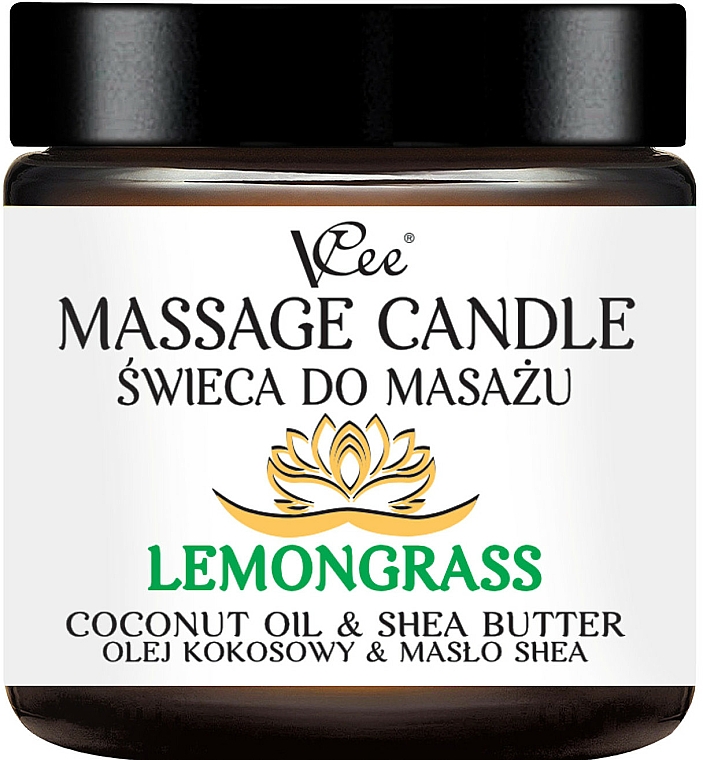 Świeca do masażu Trawa cytrynowa - VCee Massage Candle Lemongrass Coconut Oil & Shea Butter — Zdjęcie N1