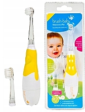 Elektryczna szczoteczka do zębów na baterie, 0-3 lata, żółta - Brush-Baby BabySonic Pro Electric Toothbrush — Zdjęcie N2