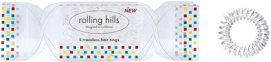 Gumki do włosów, przezroczyste, 5 szt. - Rolling Hills 5 Traceless Hair Rings Cracker Transparent — Zdjęcie N1