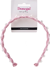 Opaska do do włosów z perłami, FA-5635, różowa - Donegal — Zdjęcie N1