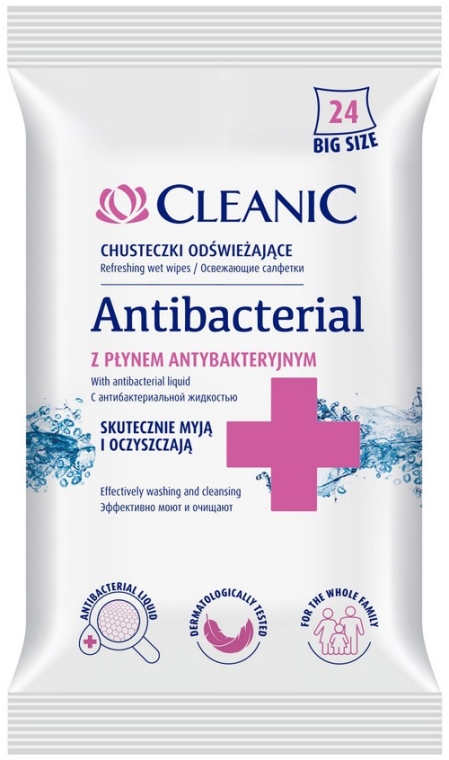 Odświeżające chusteczki z płynem antybakteryjnym - Cleanic Antibacterial Wipes — Zdjęcie N1