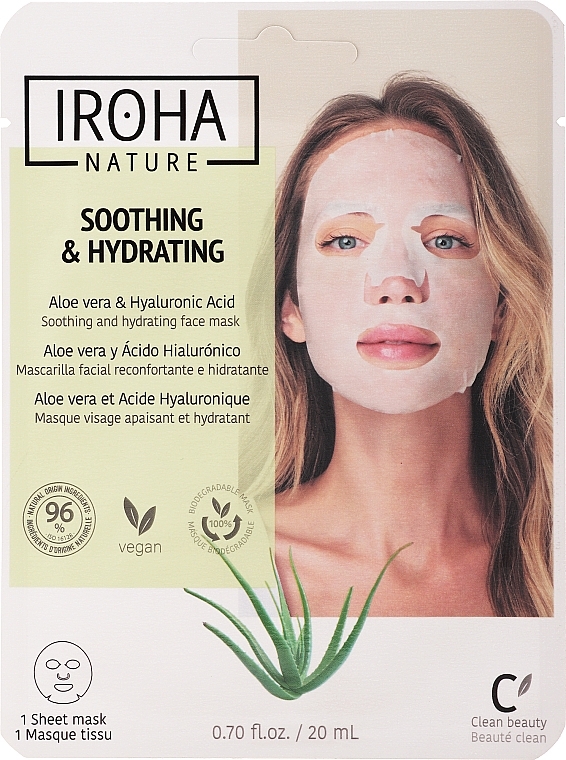 Maska na tkaninie do twarzy - Iroha Nature Moisturizing Aloe Tissue Face Mask — Zdjęcie N1