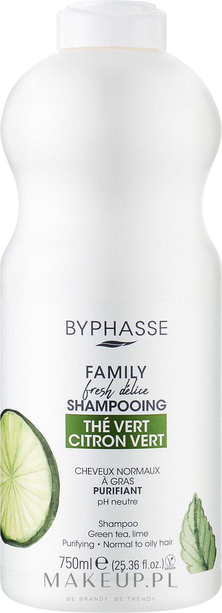 Szampon do włosów normalnych z limonką i zieloną herbatą - Byphasse Family Fresh Delice Shampoo — Zdjęcie 750 ml