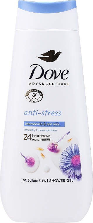 Antystresowy żel pod prysznic z niebieskim rumiankiem i mlekiem owsianym - Dove Anti-Stress Blue Chamomile & Oat Milk Shower Gel — Zdjęcie N1