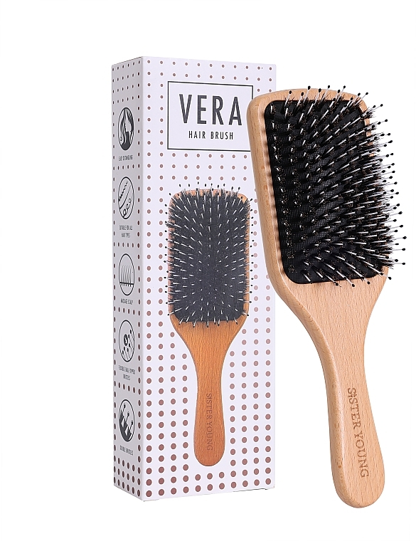 Drewniana szczotka do włosów - Sister Young Vera Wood Brush Bv — Zdjęcie N1