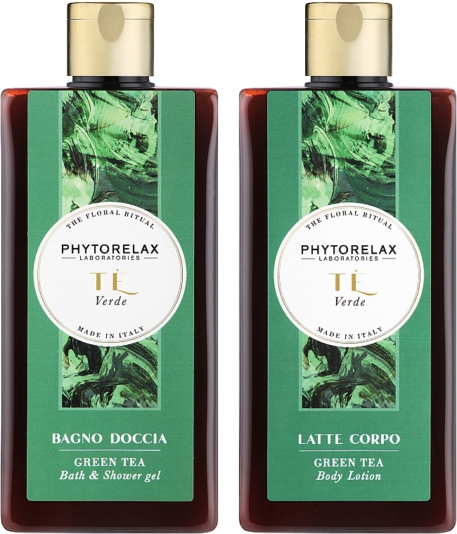 Zestaw - Phytorelax Laboratories The Floral Ritual Green Tea (sh/gel/250ml + b/lot/250ml) — Zdjęcie N2