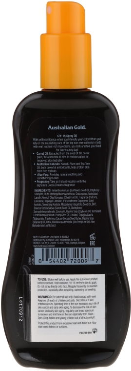 Spray przeciwsłoneczny SPF 15 - Australian Gold Tea Tree&Carrot Oils Spray — Zdjęcie N2