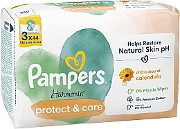 Chusteczki nawilżane z nagietkiem dla dzieci, 132 sztuki - Pampers Harmonie Protect&Care Baby Wipes  — Zdjęcie N3