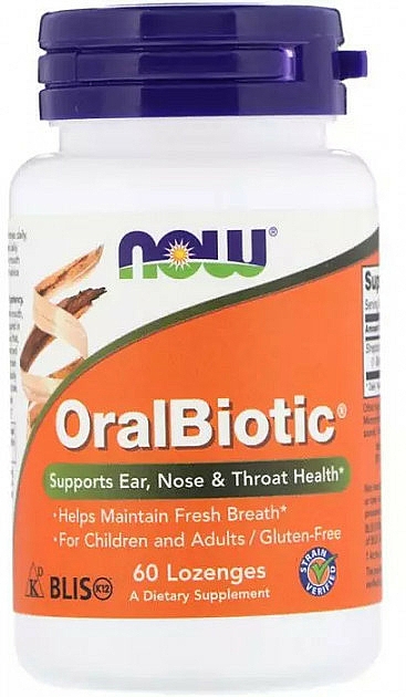 Probiotyk w pastylkach do ssania - Now Foods OralBiotic Supports Ear, Nose And Health — Zdjęcie N1