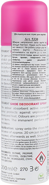 Dezodorant do butów	 - Titania Foot Care Shoe Deodorant Spray — Zdjęcie N2