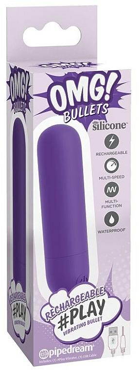 Wibrator typu bullet, fioletowy - Pipedream OMG! Rechargeable #Play Vibrating Bullet Purple — Zdjęcie N1