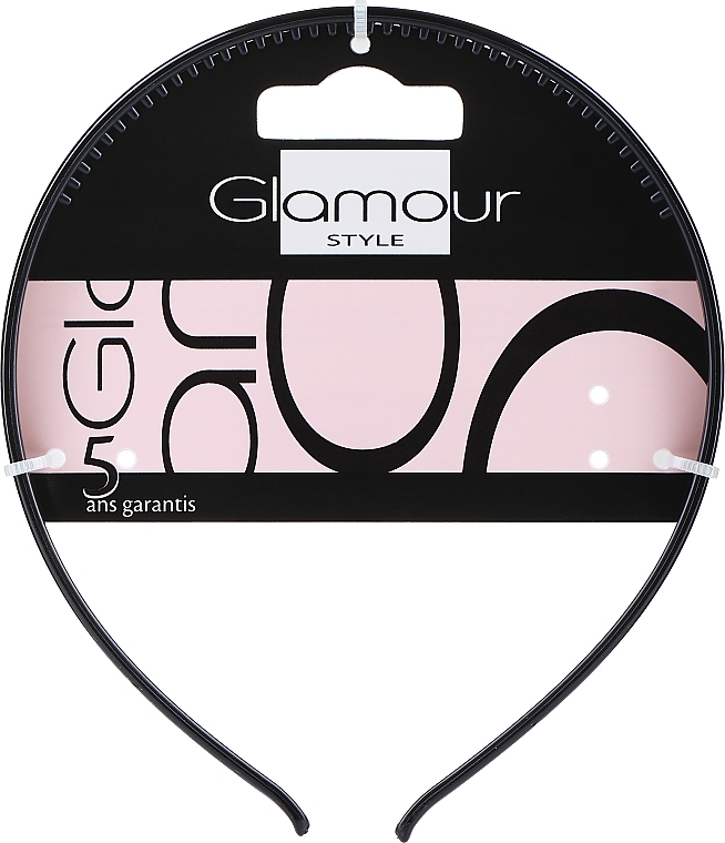 Plastikowa opaska do włosów, 4144408, czarna - Glamour — Zdjęcie N1