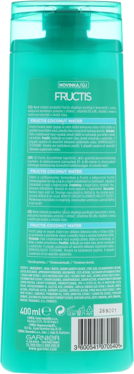 Wzmacniający szampon do włosów z wodą kokosową - Garnier Fructis Coconut Water — Zdjęcie N2