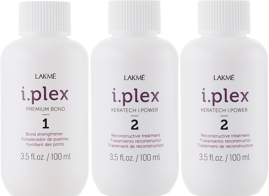Próbny zestaw salonowy do odbudowy włosów - Lakme I.Plex Salon Trial Kit (treatment/3x100ml) — Zdjęcie N2