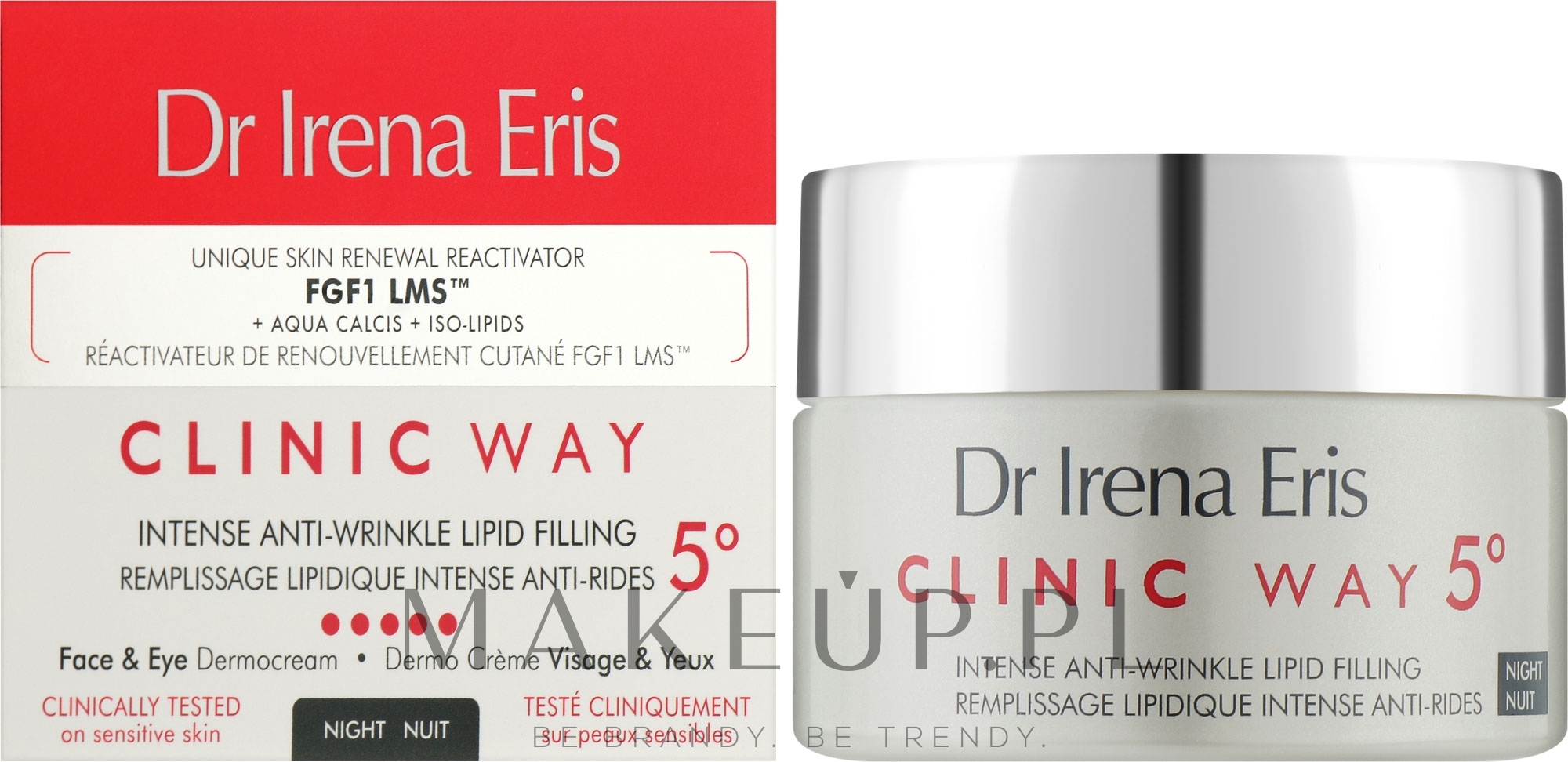 Dermokrem przeciwzmarszczkowy do twarzy i pod oczy na noc - Dr Irena Eris Clinic Way 5° Intense Anti-Wrinkle Lipid Filling Night Cream — Zdjęcie 50 ml