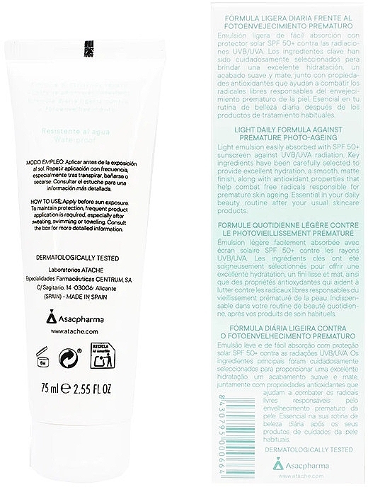 Lekka emulsja przeciwsłoneczna do twarzy - Atache Be Sun Light Emulsion Spf 50+ — Zdjęcie N2