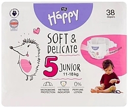 Kup Pieluchy dziecięce 11-18 kg, rozmiar 5 Junior, 38 sztuk - Bella Baby Happy Soft & Delicate